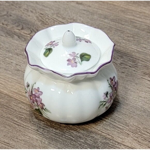 Vintage Reutter Porzellan Porcelain Germany Floral Round Trinket Box & Lid - Picture 9 of 12